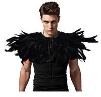 1 x RAW Customer Returns keland Women s Gothic Feather Scarf Stole Shrug Cape Shoulder Wrap Halloween Cosplay Costume Black 2  - RRP €31.99