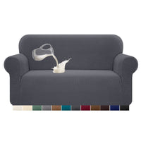 1 x RAW Customer Returns Granbest Stretch Sofa Cover in Spandex Jacquard with Non-Slip Foam 1 Piece 2 Seater Gray - RRP €37.99