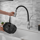 1 x RAW Customer Returns Heable kitchen faucet with 2 functions shower, kitchen faucet with pull-out shower, 360 rotating kitchen mixer tap black, kitchen sink faucet made of brass - RRP €73.99