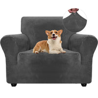 1 x RAW Customer Returns Ystyle velvet sofa cover 1 seater, stretch sofa cover, sofa protector non-slip, elastic couch cover, sofa cover with armrests, armchair protector, sofa protector, cat armchair cover, khaki - RRP €32.45