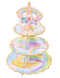 1 x RAW Customer Returns WERNNSAI Unicorn Cupcake Stand Unicorn Birthday Party Decorations for Girls and Kids 3 Tier Cardboard Dessert Tower Holder Round Serving Tray Stand Unicorn Horn Party Supplies - RRP €11.99