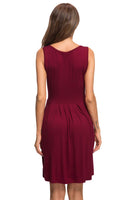 2 x Brand New AUSELILY Women s Sleeveless Pleated Loose Swing Dress with Knee-Length Pockets Wine Red, M  - RRP €51.4