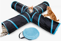 1 x Brand New Cat Tunnel, Rabbit Tunnel, 2 Way Cat Tunnel, Pet Toy, Collapsible Pet Cat Tunnel, Suitable for Indoor and Outdoor, Blue - RRP €20.4