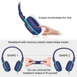 1 x RAW Customer Returns Wired headphones for teenagers with volume control and MIC, over-ear headphones with 85dB 94dB 104dB volume selector, foldable and portable with carrying case -SM-904 Blue - RRP €20.16