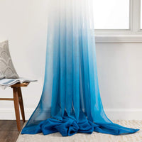 1 x RAW Customer Returns MIULEE Curtains Transparent Curtains Gradient Voile Sheer Set of 2 Curtains with Eyelets Decorative Curtain Window Curtain for Bedroom and Living Room 225 cm x 140 cm H x W White Dark Blue - RRP €27.74