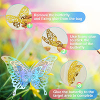 6 x Brand New VCRANONR 60 pieces 3D butterflies paper with shiny decorative butterfly removable butterfly wall decoration 5 types of butterfly stickers for wall tattoos, wedding party glitter decoration - RRP €40.68