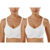 1 x RAW Customer Returns Vertvie Women s 1 2 3 Pack Sports Bra Solid Color Without Underwire Bustier Classic Comfortable Stretch Bra Medium Support Padded Feel-Good Bra 2 Pack White, 3XL  - RRP €30.24