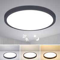 1 x RAW Customer Returns Combuh LED Ceiling Light with Radar Motion Sensor, 28W 2800LM Round Black Ceiling Lights with Twilight Sensor, 3000K 6000K 30CM Modern Ceiling Lamp for Corridors Stairs Garage - RRP €32.99