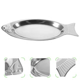 1 x RAW Customer Returns Lurrose Stainless Steel Fish-Shaped Plate Metal Fish Plate Steamed Fish Tray Stainless Steel Dinner Plate Dinner Plate Suitable For Home Restaurant Kitchen - RRP €18.59