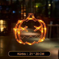 2 x RAW Customer Returns Decorative Window Light, Orange Decorative Lights Hanging Warm White Pumpkins Spiders Cobweb Decorative Lamp for Halloween Party Balcony - RRP €31.96