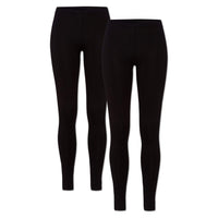 1 x RAW Customer Returns ORIGINAL BASICS Women s Leggings Made of Cotton Long Opaque Normal Waistband Pack of 2 Black XXL 44 46  - RRP €15.34