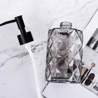 1 x RAW Customer Returns Set of 2 glass dishwashing liquid dispensers, vintage soap dispenser black with tray, soap dispenser set hand soap dispenser shower gel dispenser for kitchen bathroom shampoo lotion - RRP €19.98