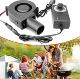 2 x RAW Customer Returns Turbine blower, turbine blower equipped with air outlet, can speed regulating fan, 12V adjustable cooling fan, 230V blower fan for picnic camping heaters grill - RRP €41.98