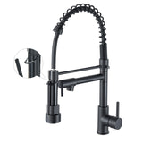 1 x RAW Customer Returns Kitchen Faucet with Pull Out Spray Head, High Arc, Single Lever Spring, Kitchen Sink, Matte Black - RRP €59.99