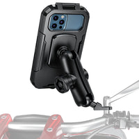 1 x RAW Customer Returns iMESTOU Waterproof Motorcycle Phone Holder Bike 1 Ball Mobile Phone Holder for Rear View Mirror Installation with Anti-Theft Double Base Arm 720 Rotation for 5.5 -6.8 Smartphones Size L  - RRP €32.71