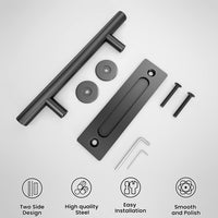 1 x RAW Customer Returns QINAIXQM 24CM barn door handle, sliding door pulls handle, black door handle, sliding door handle, kitchen handles, sliding door handle, for a wooden door, closet door - RRP €19.36