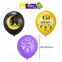 1 x Brand New Aviski 24pcs Eid Mubarak Balloons, 12inch Ramadan Mubarak Decorations Latex Balloons Eid Mubarak Decorations for Muslim Decoration Parties, Home, Evenings and Gatherings - RRP €19.2