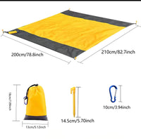 18 x Brand New Mnixy Waterproof Polyester Picnic Blanket, Yellow Grey, 210cm x 200cm - RRP €237.96