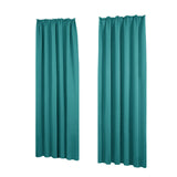 1 x RAW Customer Returns Deconovo opaque curtains with thermal ruffle tape, 220x140 cm height x width , turquoise, set of 2 - RRP €30.42