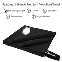 1 x RAW Customer Returns Linlook Microfiber Towels - Quick-drying and Compact Bath Towel Sports Towel Beach Towel for Travel Yoga Camping Beach Gym One 200x100cm , Black  - RRP €19.13