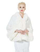 1 x RAW Customer Returns BEAUTELICATE Women s Poncho Winter Knitted Cape Stole Faux Fur Shawl Elegant Bolero Shrug for Bride Wedding Party Ivory, one size  - RRP €36.98