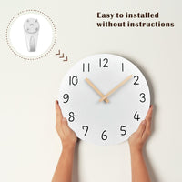 1 x RAW Customer Returns Plumeet 30cm Wooden Wall Clock Frameless Wall Clock with Silent Quartz Movement - Modern Minimalist Style White Clock Decoration Living Room Bedroom Kitchen - Battery Operated White  - RRP €19.99