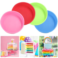 1 x RAW Customer Returns OTTYMO 4 pieces round cake tins silicone cake tin layer cake baking tin rainbow cake diameter 20 cm layer cake tin 5 cm high non-stick layer cake tins for cakes breads 4 colors  - RRP €17.69