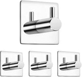 3 x RAW Customer Returns Mixoo towel hook chrome, towel holder wall hook self-adhesive for bathroom, kitchen, clothes rust-proof stainless steel waterproof bathrobe hook shiny wall hooks without drilling 4 pieces silver  - RRP €48.39