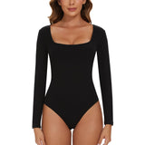 1 x RAW Customer Returns SLIMBELLE Women s Long Sleeve Bodysuit V-Neck Long Sleeve Elegant Sexy Long Sleeve Slim Bustier Bodysuit 3SBlack , M - RRP €24.0