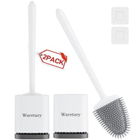 1 x RAW Customer Returns Waretary 2 Pack Toilet Brush Silicone, WC Brush Toilet Brush Holder, Flexible Brush Head for Deep Cleaning, Quick-drying Toilet Brush Wall Mounted Standing for Bathroom White  - RRP €19.15