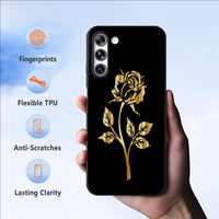 1 x Brand New Esakycn for Samsung Galaxy S23 5G Case, Protective Case Black Silicone Flora Flower Pattern Motif Design Mobile Phone Case Ultra Thin Shockproof Floral Case Cover for Samsung S23 Plus 5G 6.6 , Rose - RRP €21.6