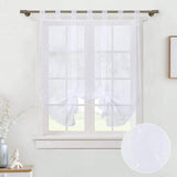 1 x RAW Customer Returns Roman blind embroidery curtains, Roman blind with loops curtains kitchen Roman blinds transparent curtain loop curtain decoration for living room bedroom white, 100x140cm  - RRP €16.54