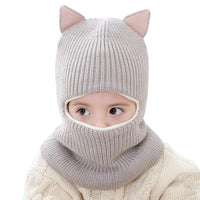 1 x RAW Customer Returns Ugitopi Baby Boys Girls Winter Fleece Lining Hat Toddler Knitted Hood Scarf Beanies Ear, Grey  - RRP €27.6