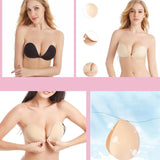 3 x Brand New LIBAIJIAAZQH Invisible Bra, Push Up Invisible Bra, 2 Packs Adhesive Bra and 1 Pairs Adhesive Nipple Covers Push Up Washable and Reusable Strapless Bra for All Types of Clothing - RRP €64.8