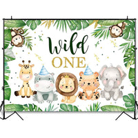 3 x Brand New YGCHEN Wild One Background Wild One Birthday Decoration Jungle Safari Animals Photo Background Cake Table Decoration Birthday Backdrop Banner for 1 Year Old Baby Shower - RRP €43.32