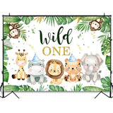 3 x Brand New YGCHEN Wild One Background Wild One Birthday Decoration Jungle Safari Animals Photo Background Cake Table Decoration Birthday Backdrop Banner for 1 Year Old Baby Shower - RRP €43.32