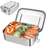 1 x RAW Customer Returns HONZUEN lunch box, 1400 ml stainless steel bento box with 2 compartments, leak-proof lunch box, lunch box, food box, BPA free meal prep container for children, adults, school and office - RRP €22.18