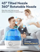 1 x RAW Customer Returns Humidifier, 2.2L humidifier for children s rooms with 28dB quiet, humidifier for the bedroom with 360 rotating nozzle, BPA-free, auto shut-off, easy-to-clean humidifier for the office, baby, plant - RRP €36.99