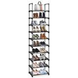 1 x RAW Customer Returns esonstyle Shoe Rack, 10 Tier High Narrow Shoe Rack Space Saving Door Metal Shoe Rack Vertical Tall Shoe Rack for Living Room and Bedroom - RRP €29.99