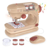 1 x RAW Customer Returns deAO Mini Sewing Machine for Children and Beginners, Sewing Machine with Light and Sound and Operatable Mouse, Battery-Operated Electric Automatic Sewing Machines with Needle Thread for Children from 3 Years Brown  - RRP €19.99