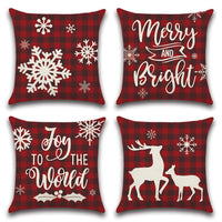 1 x RAW Customer Returns JOTOM Christmas Cushion Covers 50x50cm Holiday Winter Christmas Gift Red Black Check Merry Christmas Cushion Covers for Christmas Decoration Sofa Decoration Pack of 4 Snowflake  - RRP €20.4