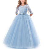 1 x RAW Customer Returns NNJXD Girls Pageant Embroidery Prom Dresses Princess Wedding Clothing Size 170 13-14 Years 378 Blue-A - RRP €35.98