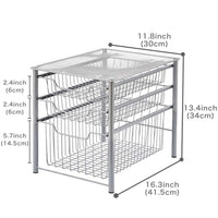 1 x RAW Customer Returns EZOWare 3 Tier Sliding Drawer Metal Storage Organizer for Bathroom, Office, Kitchen, Closet, Countertop, Under Sink, Pantry - Silver - RRP €38.29