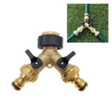 1 x RAW Customer Returns JZK Brass 2-Way Distributor Water Distributor Taps Adapter with Individual On Off Valves for Home Kitchen Garden Outdoor - RRP €13.55