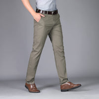 1 x RAW Customer Returns Misfuso Men s Anti-Wrinkle 100 Cotton Regular Waist Straight Casual Pants with Pockets Dark Khaki 38 - RRP €27.6