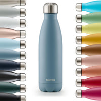 1 x RAW Customer Returns Blumtal drinking bottle stainless steel Charles - Thermos bottle 1000 ml - BPA-free thermo drinking bottle cold warm - leak-proof drinking bottle 1L stainless steel - water bottle stainless steel -  - Grey-Blue - RRP €21.99