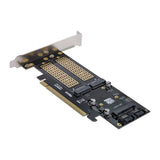 1 x RAW Customer Returns Cablecc PCI Express PCI-E 3.0 Dual SATA to NGFF NVME MSATA M-Key B M-Key SSD Card Adapter 3-in-1 - RRP €19.25