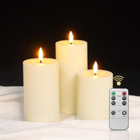 1 x RAW Customer Returns LUCOZA Set of 3 Outdoor LED Candles, 10 12.5 15 cm Waterproof Flameless Candles with Timer and Remote Control, Battery Operated Outdoor Plastic Candles for Indoor Outdoor Use Cream  - RRP €25.2