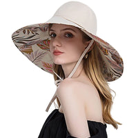 1 x Brand New iNszkoos Wide Brim Sun Hat for Women Soft Cotton Reversible Hat UPF 50 Protection Beach Hat with Adjustable Chin Strap Foldable Hats for Summer Beach Travel Gardening - RRP €22.8