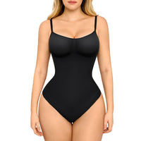 1 x RAW Customer Returns FeelinGirl Shapewear Women s Body Tummy Control Seamless Bodysuit V-Neck Shaping Sringbody Overbust Seamless Bodyshape with Adjustable Straps Black M L - RRP €33.99